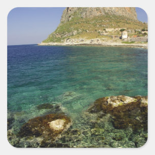 Pegatina Cuadrada Europa, Grecia, Peloponeso, Monemvasia. La