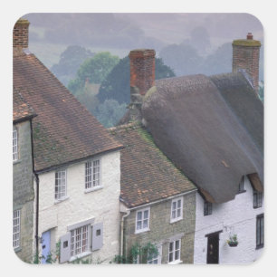 Pegatina Cuadrada Europa, Inglaterra, Dorset, Gold Hill, Shaftesbury