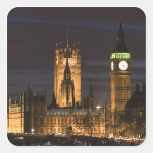 Pegatina Cuadrada Europa, INGLATERRA, Londres: Cámaras del Parlamen