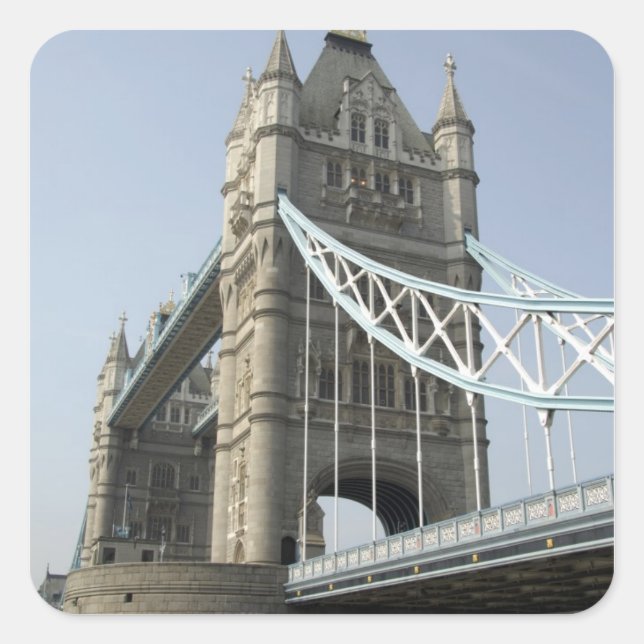 Pegatina Cuadrada Europa, Inglaterra, Londres. Tower Bridge sobre (Anverso)