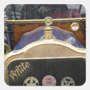 Pegatina Cuadrada Europa, Irlanda, Dublín. Coche antiguo, Blanco 2