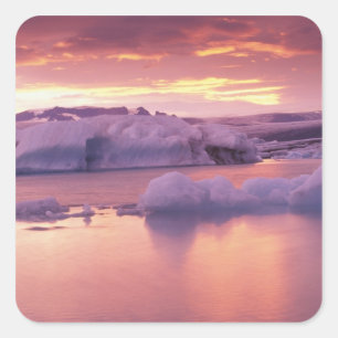 Pegatina Cuadrada Europa, Islandia, laguna de Jokulsarlon