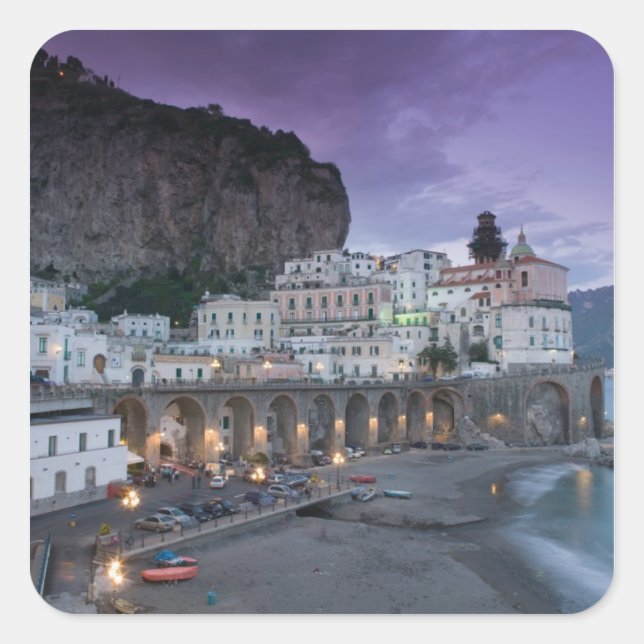 Pegatina Cuadrada Europa, Italia, Campania (Costa Amalfitana) Atrani (Anverso)
