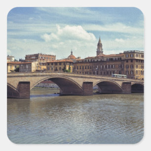 Pegatina Cuadrada Europa, Italia, Florencia. El río Arno fluye