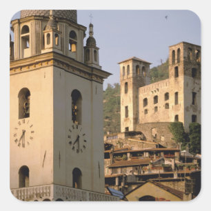 Pegatina Cuadrada Europa, Italia, Liguria, Dolceacqua: Riviera di