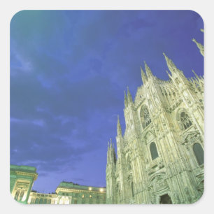 Pegatina Cuadrada Europa, Italia, Lombardía, Milán. El Duomo,