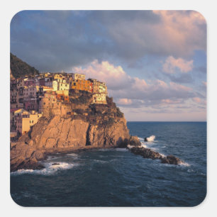 Pegatina Cuadrada Europa, Italia, Manarola. Los acantilados anidados
