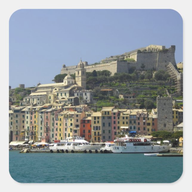 Pegatina Cuadrada Europa, Italia, Portovenere o Porto Venere. (Anverso)