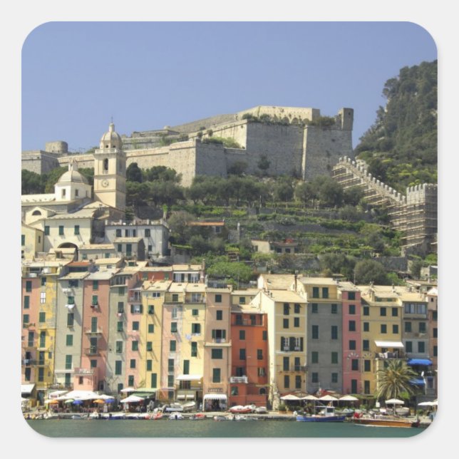 Pegatina Cuadrada Europa, Italia, Portovenere o Porto Venere. (Anverso)