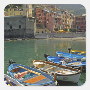 Pegatina Cuadrada Europa, Italia, región de Liguria, Cinque Terre, 2