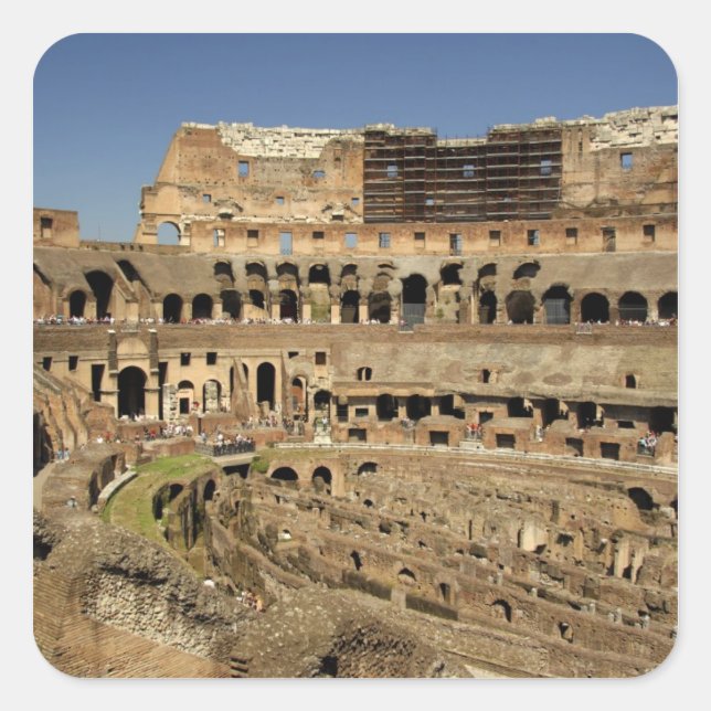 Pegatina Cuadrada Europa, Italia, Roma. El Coliseo (alias (Anverso)
