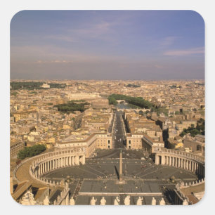 Pegatina Cuadrada Europa, Italia, Roma, El Vaticano. Vista desde St.