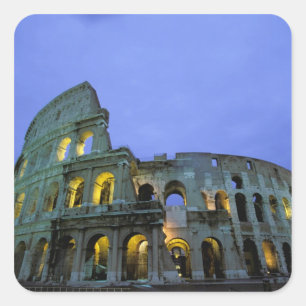 Pegatina Cuadrada Europa, Italia, Roma. Vista nocturna del