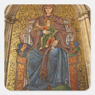 Pegatina Cuadrada Europa, Italia, Sicilia, Taormina. Madonna y niño