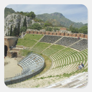 Pegatina Cuadrada Europa, Italia, Sicilia, Taormina. siglo III