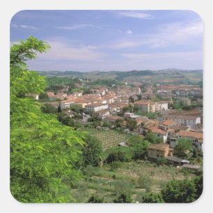 Pegatina Cuadrada Europa, Italia, Toscana, Certaldo. Colina medieval