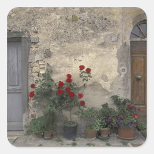 Pegatina Cuadrada Europa, Italia, Toscana, Chianti, puerta toscana;