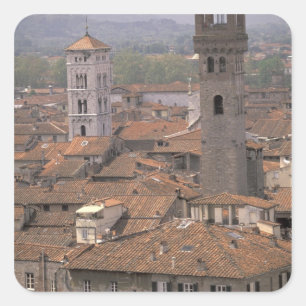 Pegatina Cuadrada Europa, Italia, Toscana, Lucca, panorama urbano