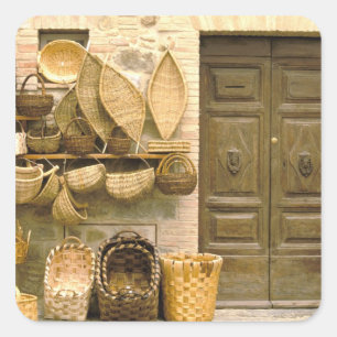 Pegatina Cuadrada Europa, Italia, Toscana, Montalcino. Cesta