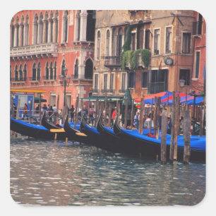 Pegatina Cuadrada Europa, Italia, Venecia, góndolas en el canal
