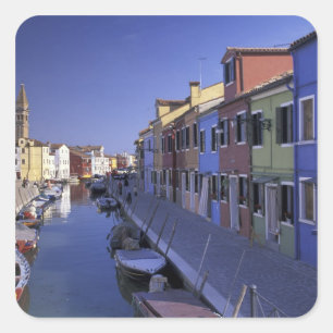 Pegatina Cuadrada Europa, Italia, Venecia, Isla Murano, Colorido
