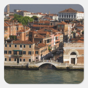 Pegatina Cuadrada Europa, Italia, Venecia. Vistas al canal. UNESCO
