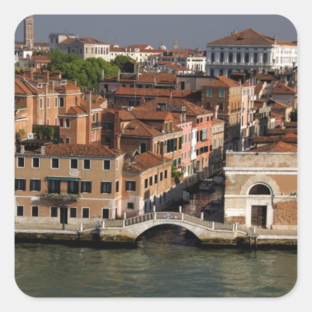 Pegatina Cuadrada Europa, Italia, Venecia. Vistas al canal. UNESCO (Anverso)
