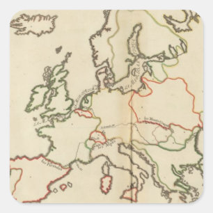 Pegatina Cuadrada Europa, montañas y ríos