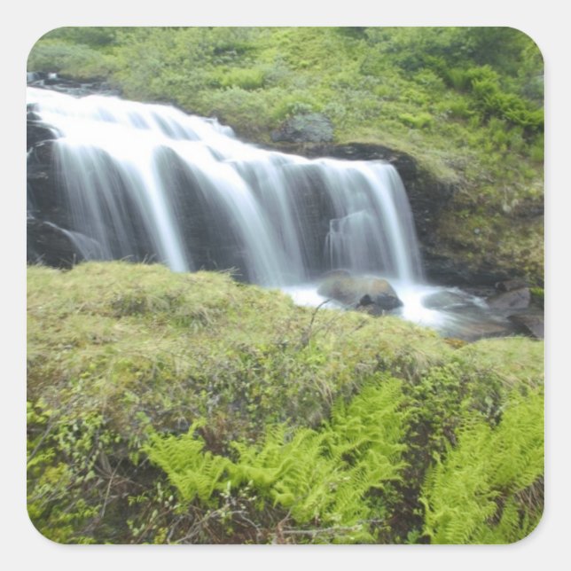 Pegatina Cuadrada Europa, Noruega. Cascada. (Anverso)