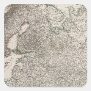 Pegatina Cuadrada Europa Oriental compuesta, Noruega, Suecia