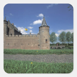 Pegatina Cuadrada Europa, Países Bajos, Muiden Castillo de Muiden