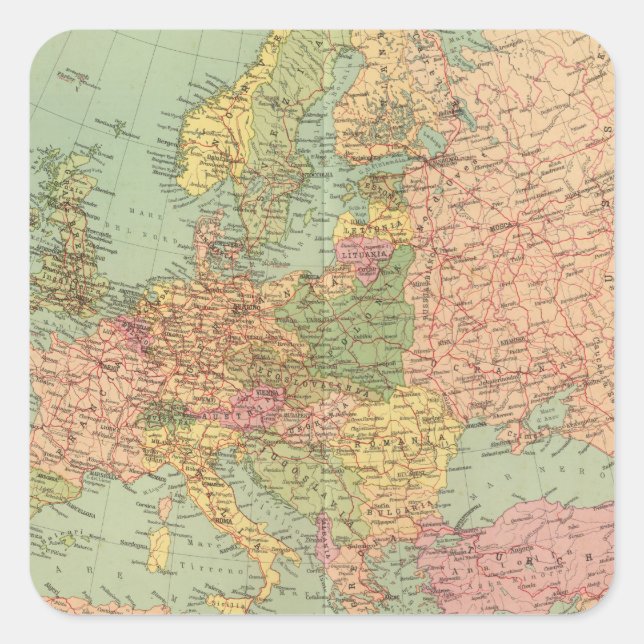 Pegatina Cuadrada Europa Política 1314 (Anverso)