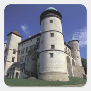 Pegatina Cuadrada EUROPA, Polonia, Montes Cárpatos, Nowy Wisnicz