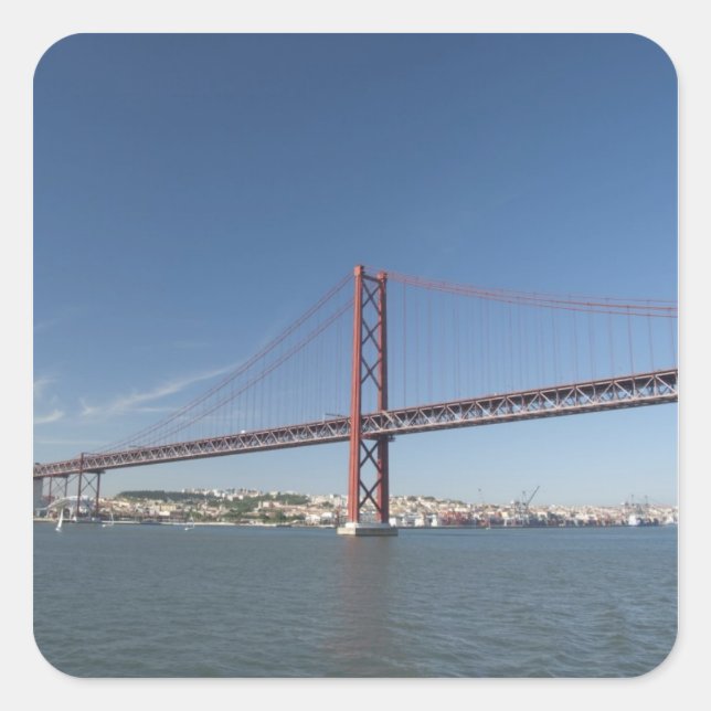 Pegatina Cuadrada Europa, Portugal, Lisboa). Ponte (Anverso)