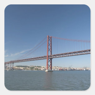 Pegatina Cuadrada Europa, Portugal, Lisboa). Puente