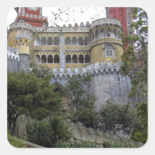 Pegatina Cuadrada Europa, Portugal, Sintra. El Pena Nacional 3