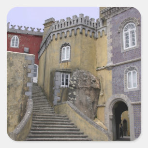 Pegatina Cuadrada Europa, Portugal, Sintra. La Pena Nacional 2