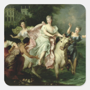 Pegatina Cuadrada Europa siendo transportada por Júpiter