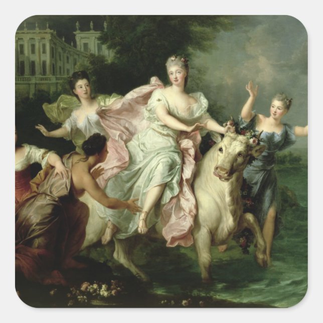 Pegatina Cuadrada Europa siendo transportada por Júpiter (Anverso)