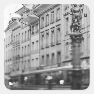 Pegatina Cuadrada Europa, Suiza, Berna. Tranvía, Marktgasse