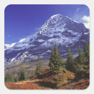 Pegatina Cuadrada Europa, Suiza, Eiger. Abundan los colores de caída