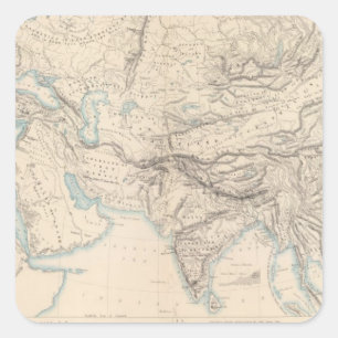 Pegatina Cuadrada Europa y Asia físicas