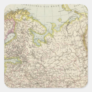 Pegatina Cuadrada Europaisches Russland - mapa de Europa y de Rusia