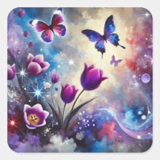 Pegatina Cuadrada Évasion Éthérée