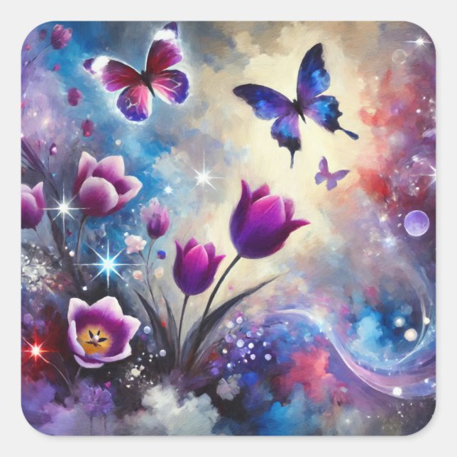 Pegatina Cuadrada Évasion Éthérée (Anverso)