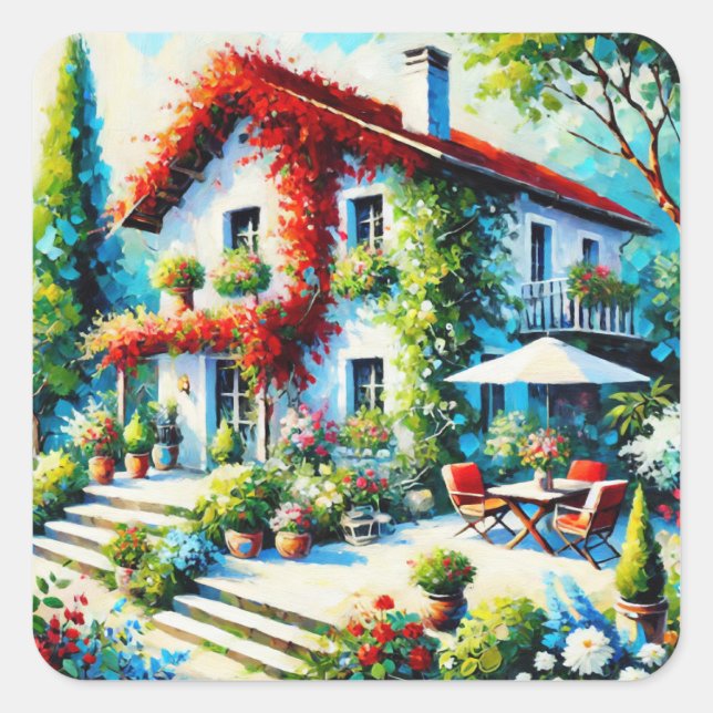 Pegatina Cuadrada Évasion Florale (Anverso)