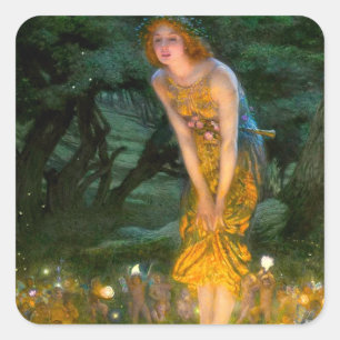 Pegatina Cuadrada Eve del verano medio Edward Robert Hughes
