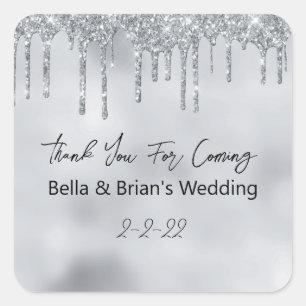 Pegatina Cuadrada Evento Gracias por Venir  Silver Sparkle
