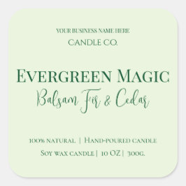 Pegatina Cuadrada Evergreen Magic Christmas Candle Label | Custom
