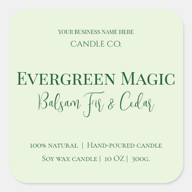Pegatina Cuadrada Evergreen Magic Christmas Candle Label | Custom (Anverso)